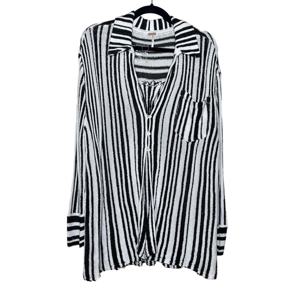 Free People Striped Black and White Sweater